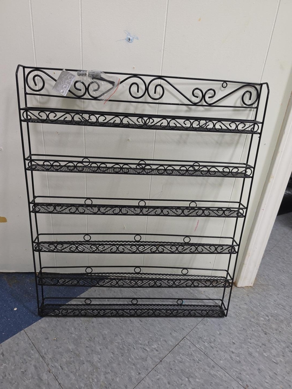 Unbranded Black Metal Wall Shelf with Scroll Design
